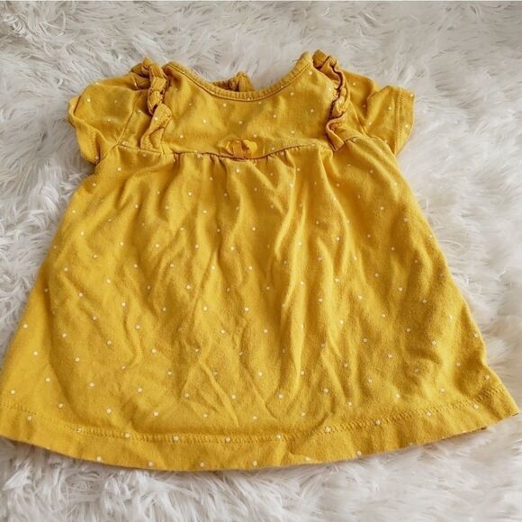 EUC Carter's Baby Girl's Size 12 month Yellow and white Polka Short Sleeve Set - Picture 2 of 8